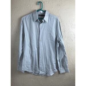 PERRY‎ ELLIS Mens Size Large Button Down Dress Shirt Pinstripe LS 100% Cotton